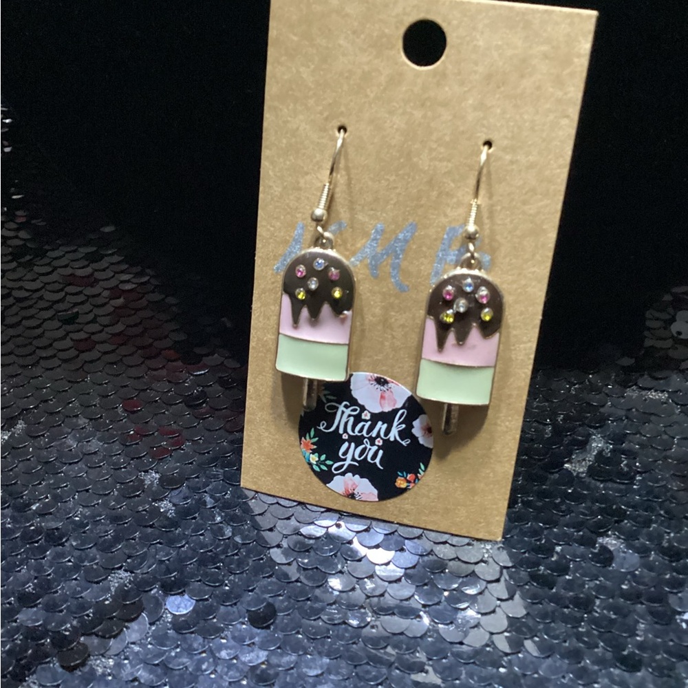 NMB Pink and Brown Popsicle Earrings